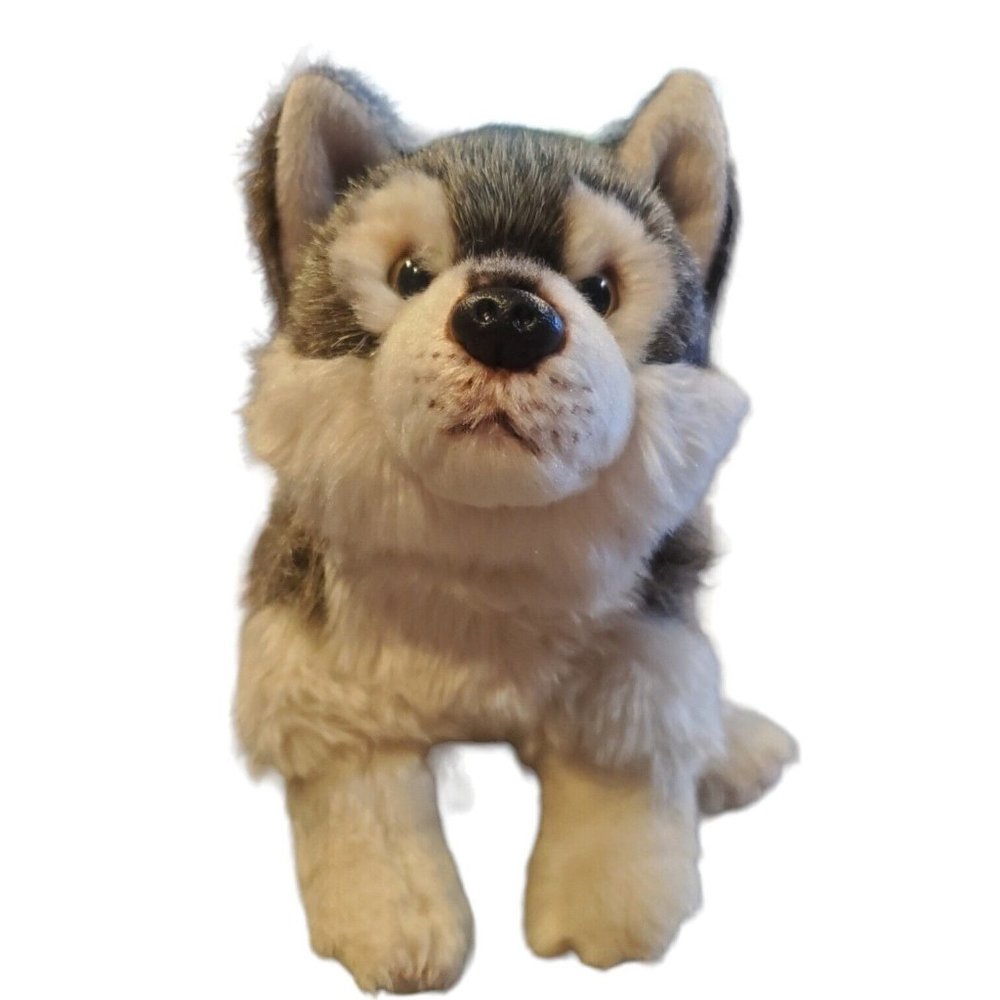 Demdaco Nat & Jules Husky Timber Wolf Plush Stuffed Gray Animal Toy Dog 8" Tall